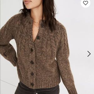 Madewell Harwood Cableknit Mockneck Cardigan NC660
